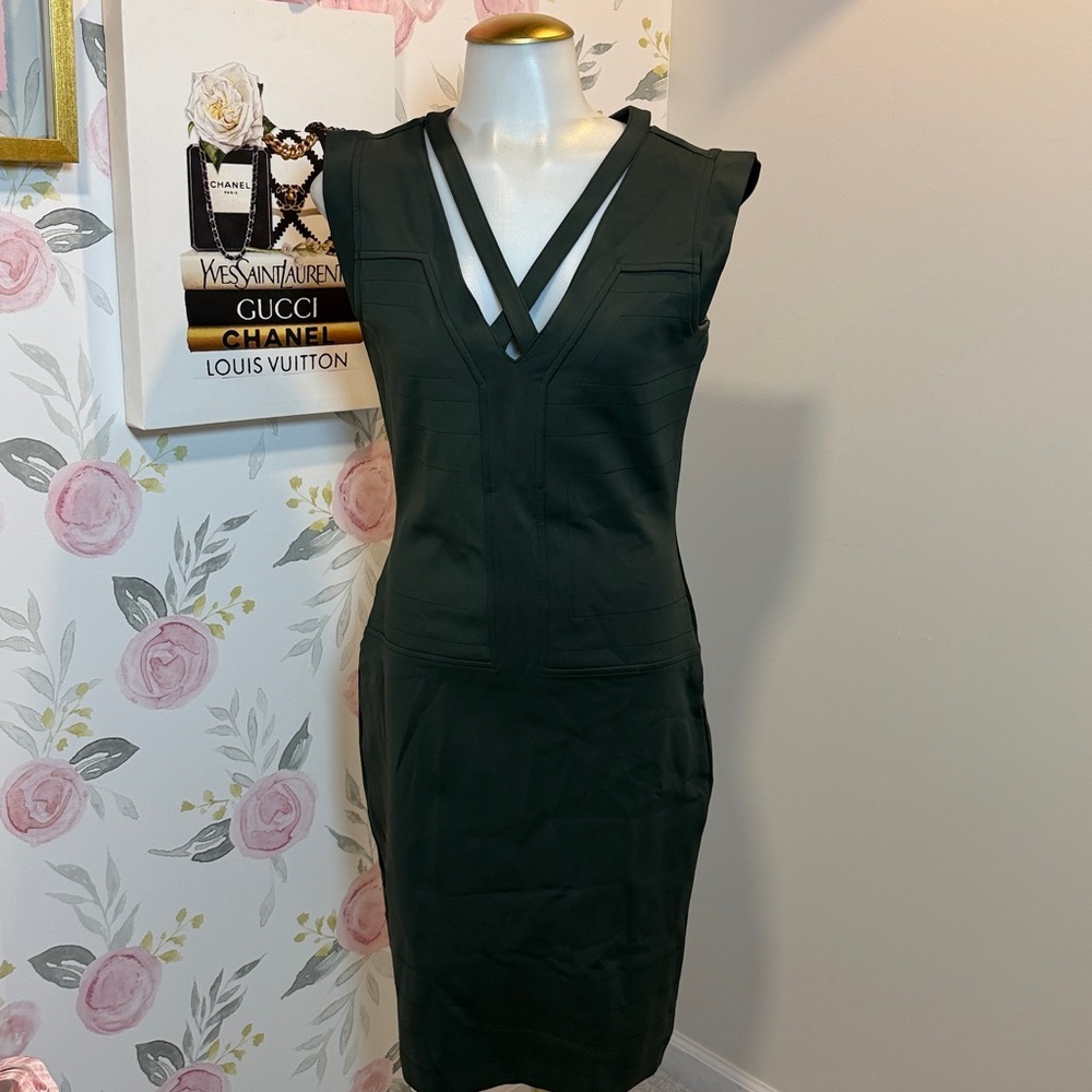 French Connection Forest Green Fitted Dress